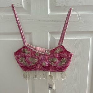 Loveshackfancy Maeva crop top raspberry sparkle